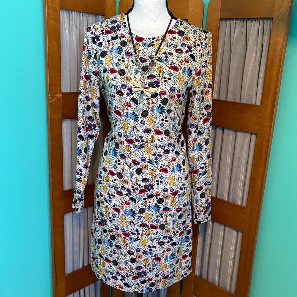 H&M Colorful Floral Long Sleeve Dress
